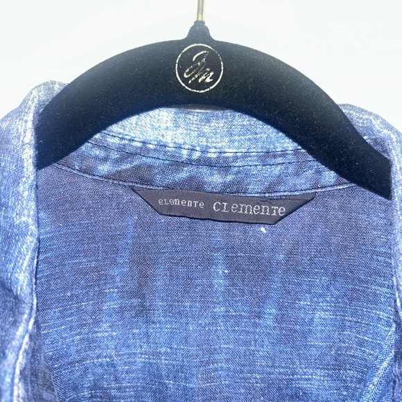 Elemente Clemente 100% European Linen Karaby Denim Effect Midi Dress with Tie - Picture 6 of 9